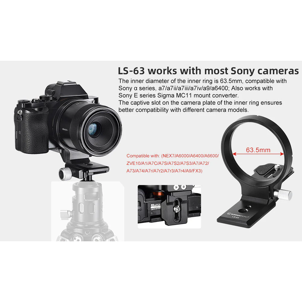Sunwayfoto LS-63 Ring Lens Support with Arca-Type Collar - Image 7
