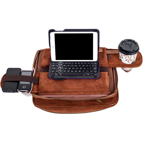 TaboLap Workstation Laptop Case for up to 13" Device (Suede Leather, Saddle Brown) - Image 11