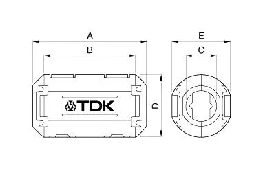TDK ZCAT2436-1330A Split Core Ferrite 13 mm 30 ohm - Image 2