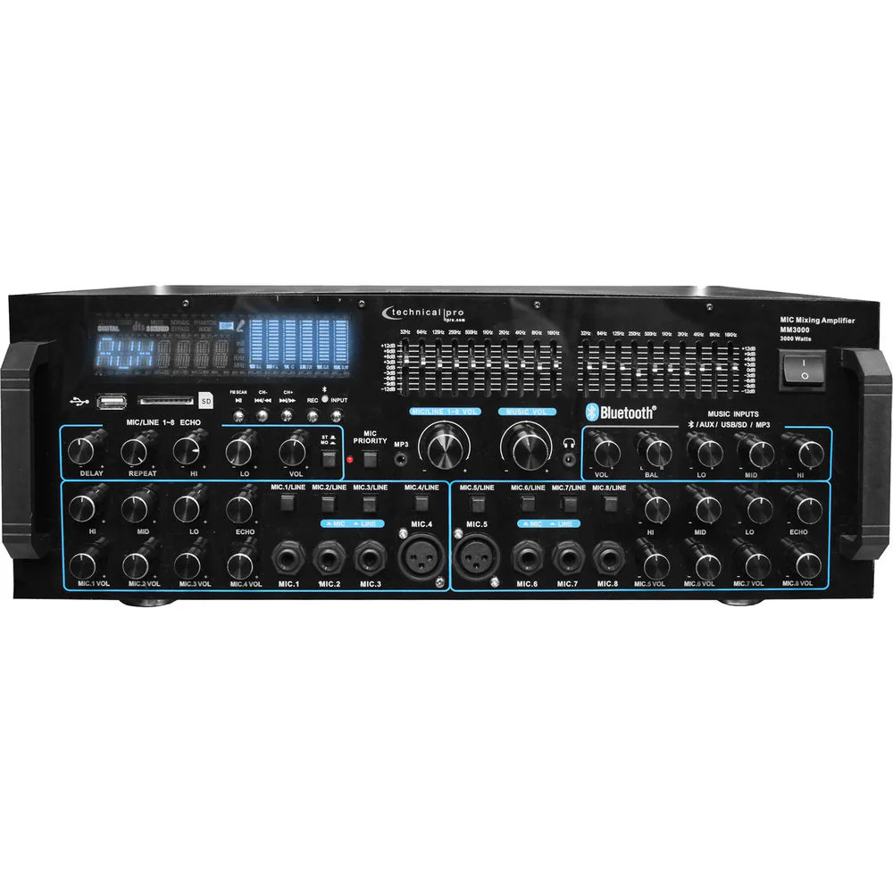 Technical Pro MM3000 Pro Mic Mixing Amp With USB, SD Card, and Bluetooth Inputs - Image 3