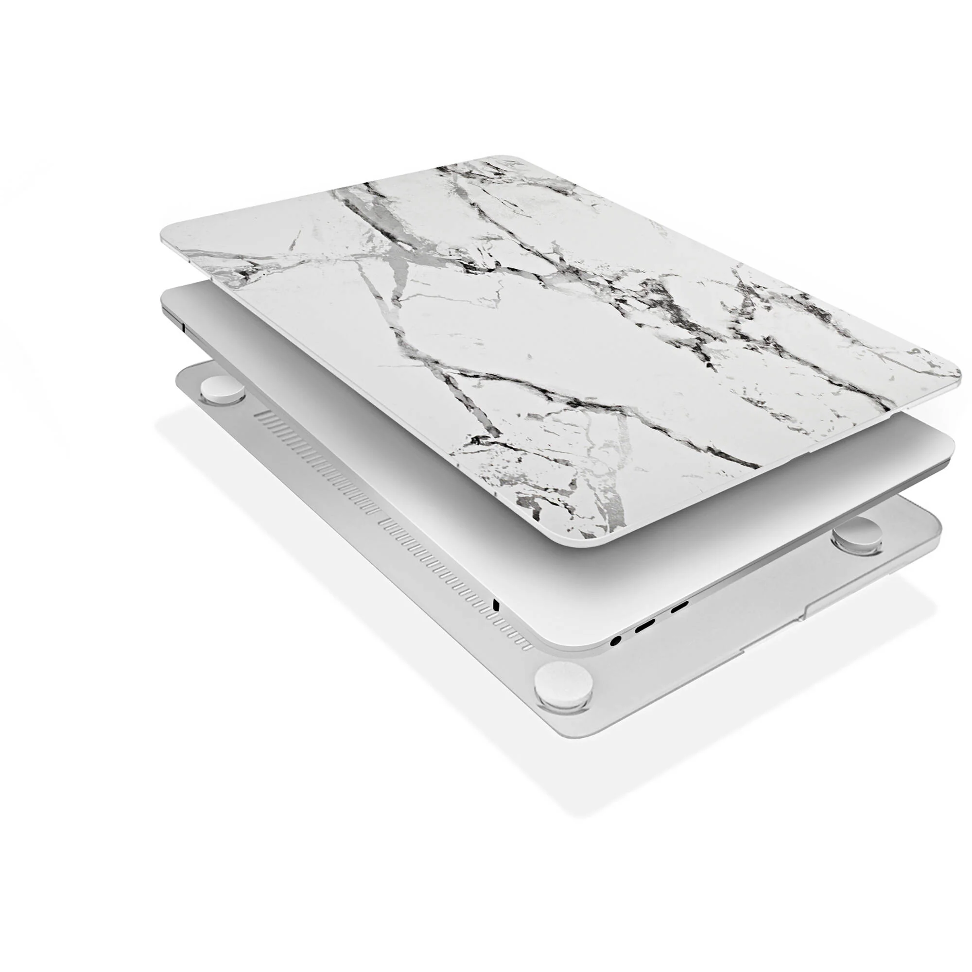 TechProtectus Hard-Shell Case with Keyboard Cover and Screen Protector for Apple 13" MacBook Pro M1/M2 (White Marble) - Image 4