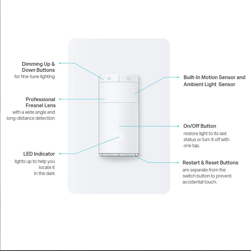 TP-Link ES20M Kasa Smart Wi-Fi Motion-Activated Dimmer Switch (4-Pack) - Image 4