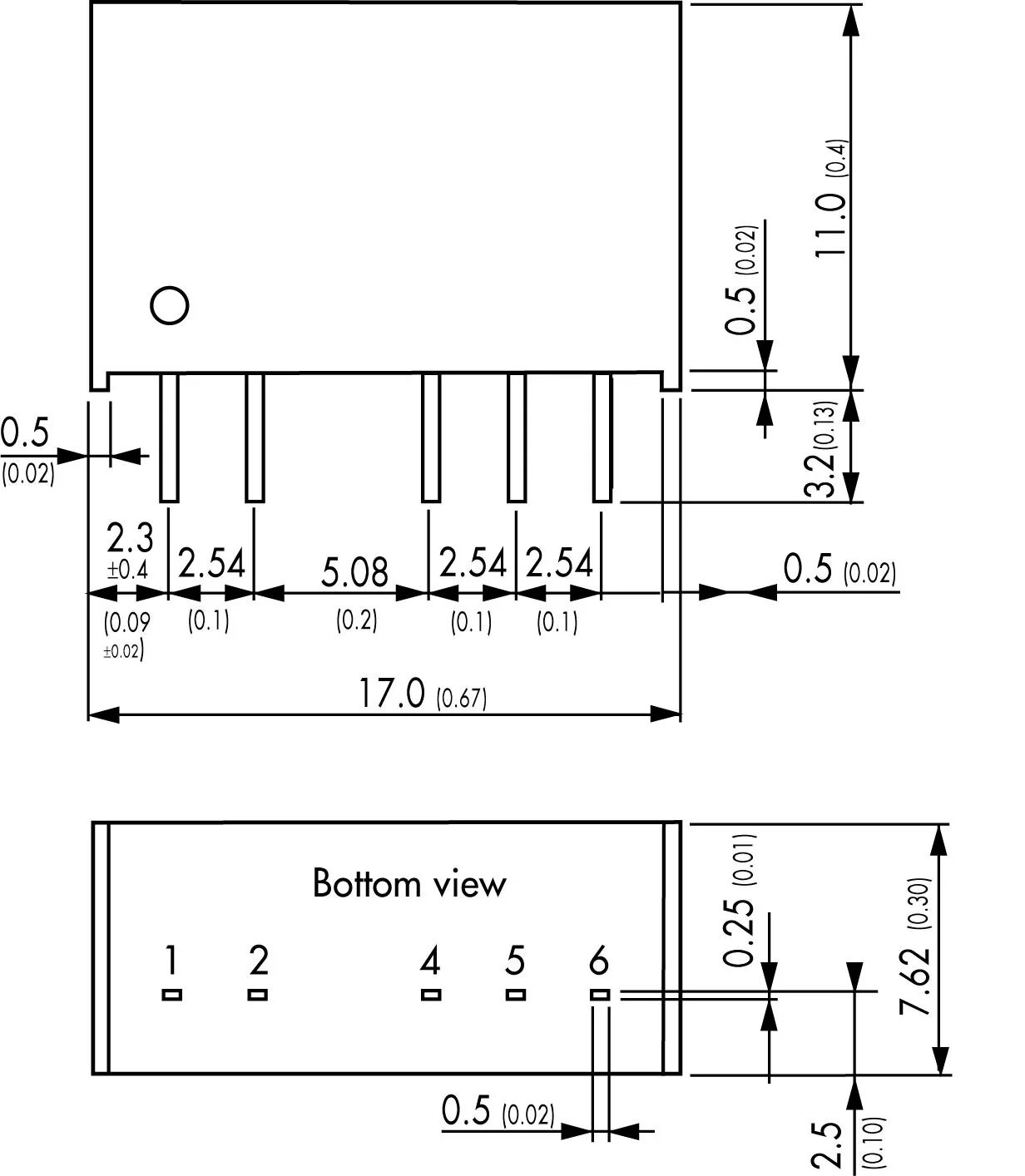 Traco Power TMR 1-2423 Isolated Through Hole DC/DC Converter ITE 2:1 1 W 2 Output 15 V 33 mA - Image 2