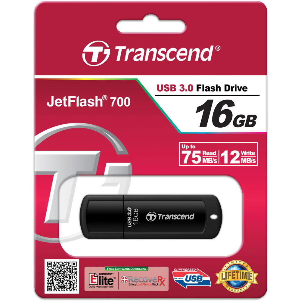 Transcend 16GB JetFlash 700 USB 3.0 Flash Drive - Image 2