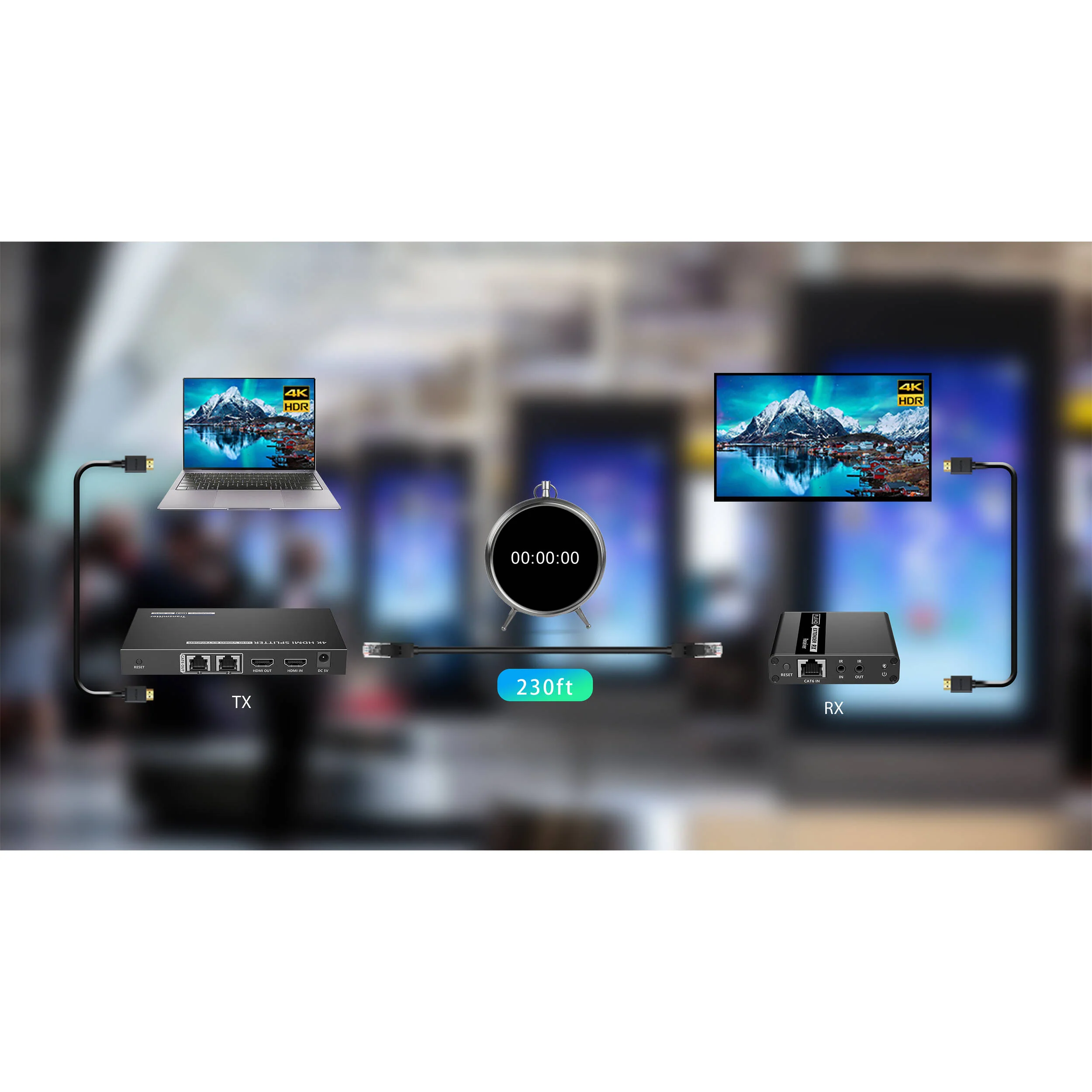 Translite Global TL-HS12 1 x 2 4K30 HDMI Splitter with Extender (230') - Image 2