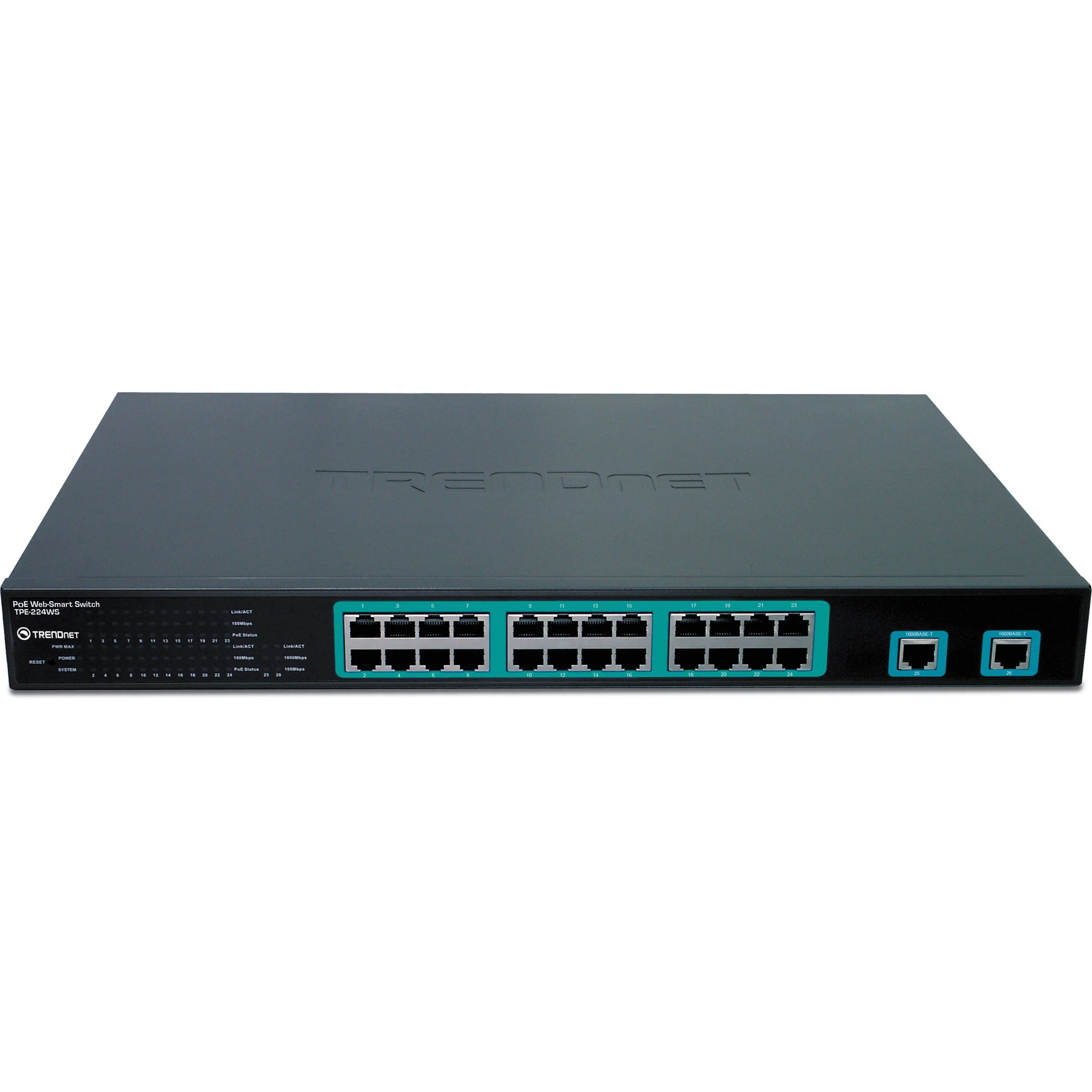 TRENDnet TPE-224WS 24-Port 10/100Mb/s Web Smart PoE Switch with Gigabit Ports & Mini-GBIC Slots - Image 3