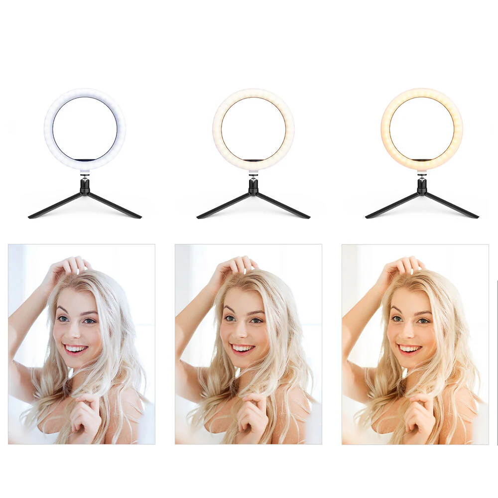 TRIGYN 10" Ring Light with Smartphone Holder and Desktop Tripod Stand - Image 2
