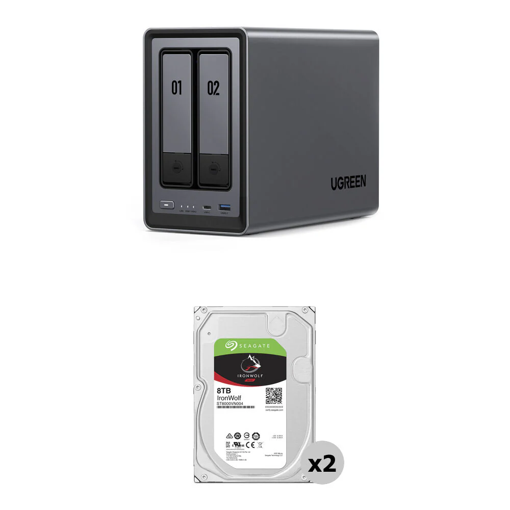 UGREEN 16TB NASync DXP2800 2-Bay NAS Enclosure Kit (2 x 8TB)