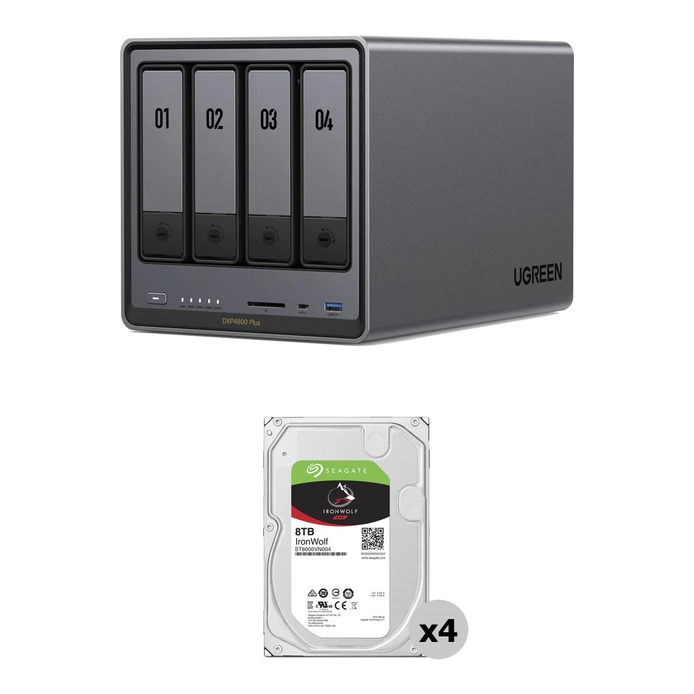 UGREEN 32TB NASync DXP4800 4-Bay NAS Enclosure Kit (4 x 8TB)