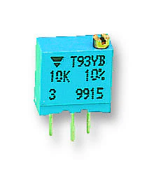 VISHAY T93YB102KT20 Trimmer Potentiometer, 1 kohm, 500 mW, ± 10%, T93YB Series, 22 Turns, Through Hole