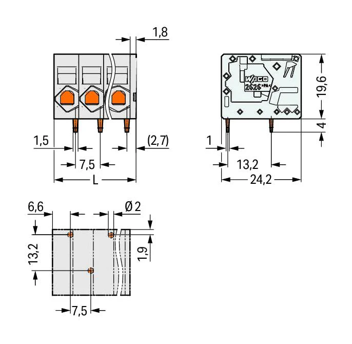 Wago 2626-1106/020-000 Wire-To-Board Terminal Block 7.5 mm 6 Ways 20 AWG 8 10 mm&sup2; Push In New - Image 2