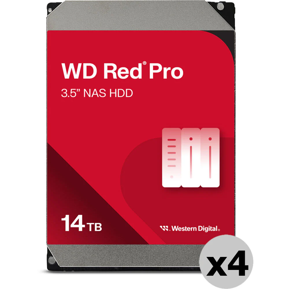 WD 14TB Red Pro 7200 rpm SATA III 3.5" Internal NAS HDD (4-Pack)