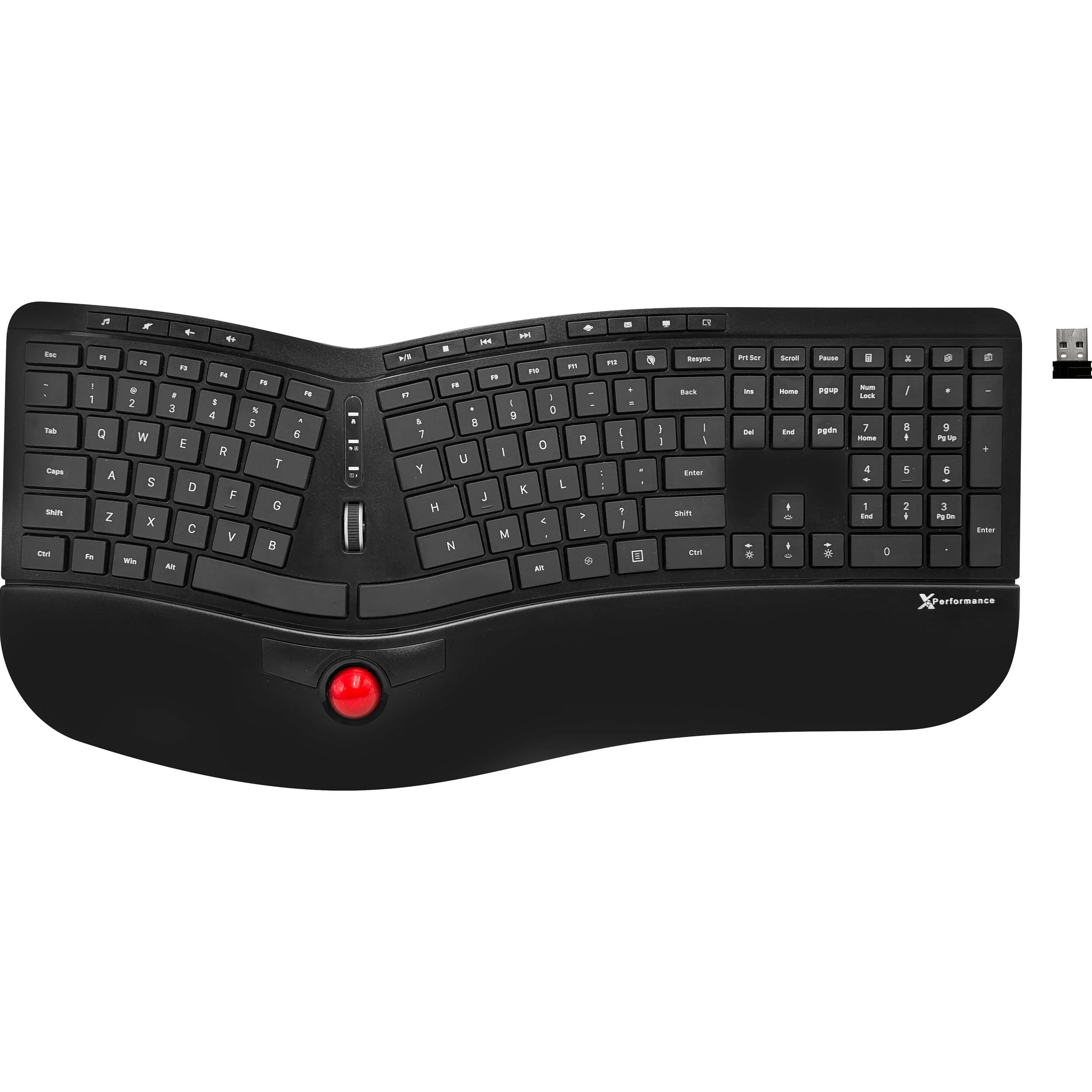 X9 Performance Backlit RF Wireless Ergonomic Keyboard with Trackball for PC - Image 3