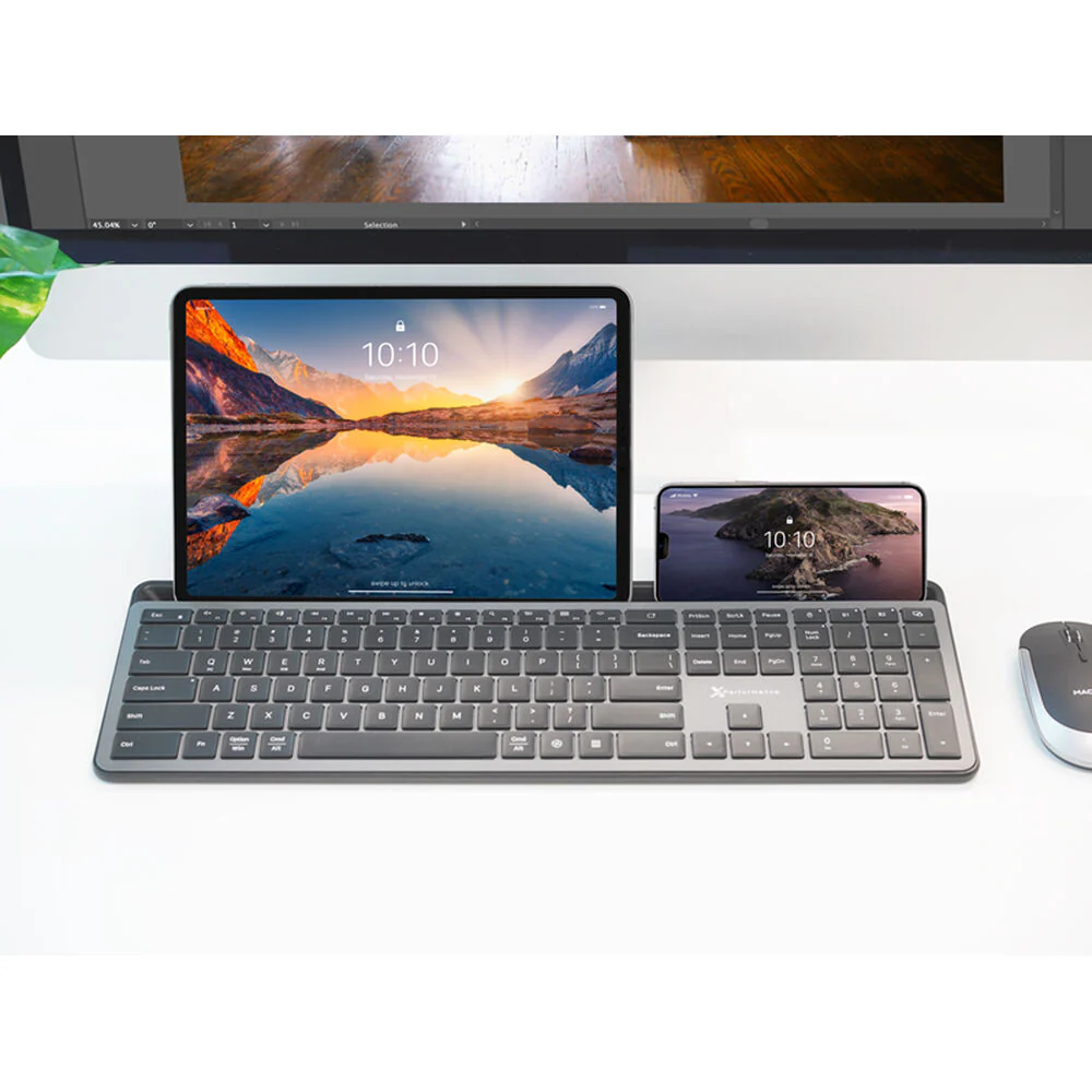 X9 Performance Full-Size Rechargeable Backlit Keyboard with Tablet & Phone Holder (Gray) - Image 6