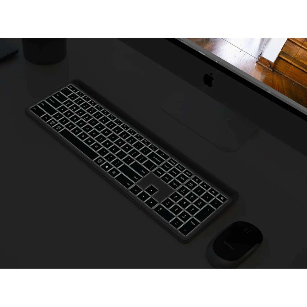 X9 Performance Full-Size Rechargeable Backlit Keyboard with Tablet & Phone Holder (Silver) - Image 5