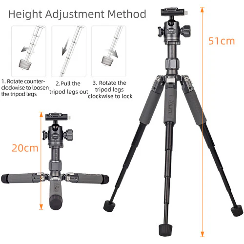 XILETU M-5G Tabletop Tripod with G-28 Ball Head - Image 3